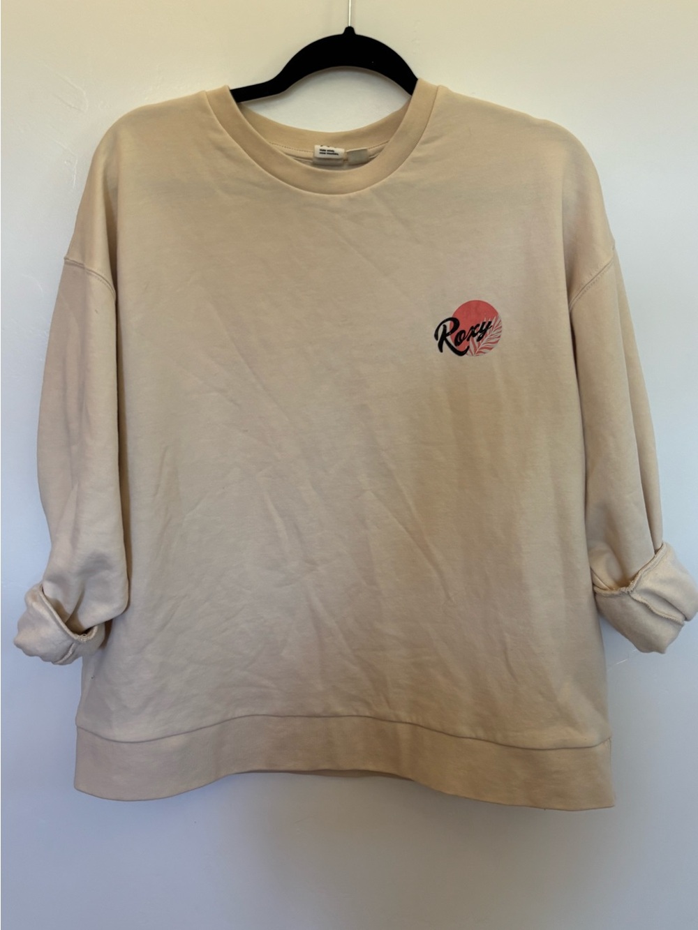 Roxy Lazy Days in Paradise Oversized Fleece Sweatshirt Cream M A15